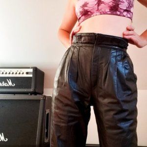 Vintage 80s Leather High Waisted Pants 8M